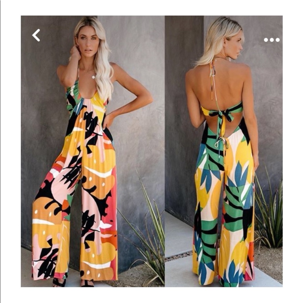 Vici Multicolor Halter Jumpsuit